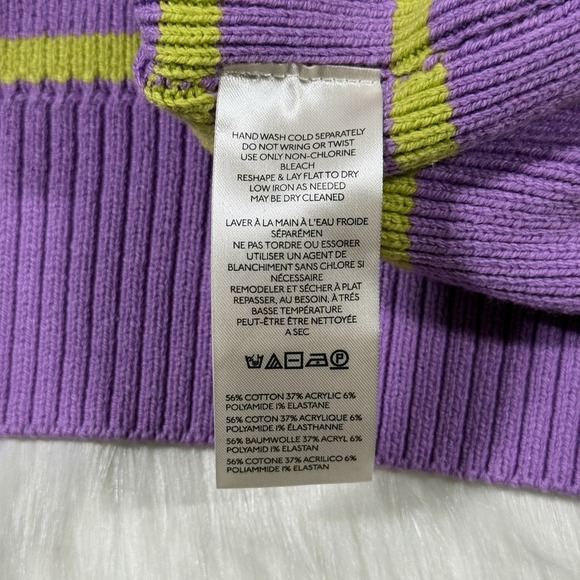 Free People Womens Size Small Iris Orchid Stripe Easy Street Cropped Sweater Top - Picture 10 of 11